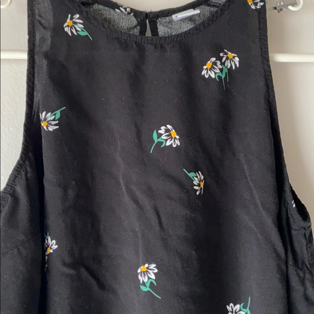 Black Tank with Sunflower pattern